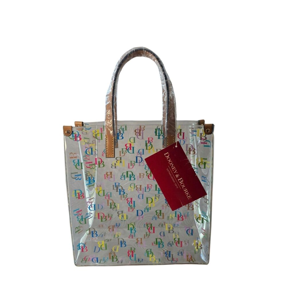 NWT Dooney & Bourke Clear It Lunch Bag Mini Tote Multicolor Rainbow DB Logo